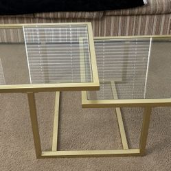 Gold Trim Modern Temper Glass Coffee Table
