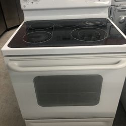 5 Burner White Glass Top Stove 