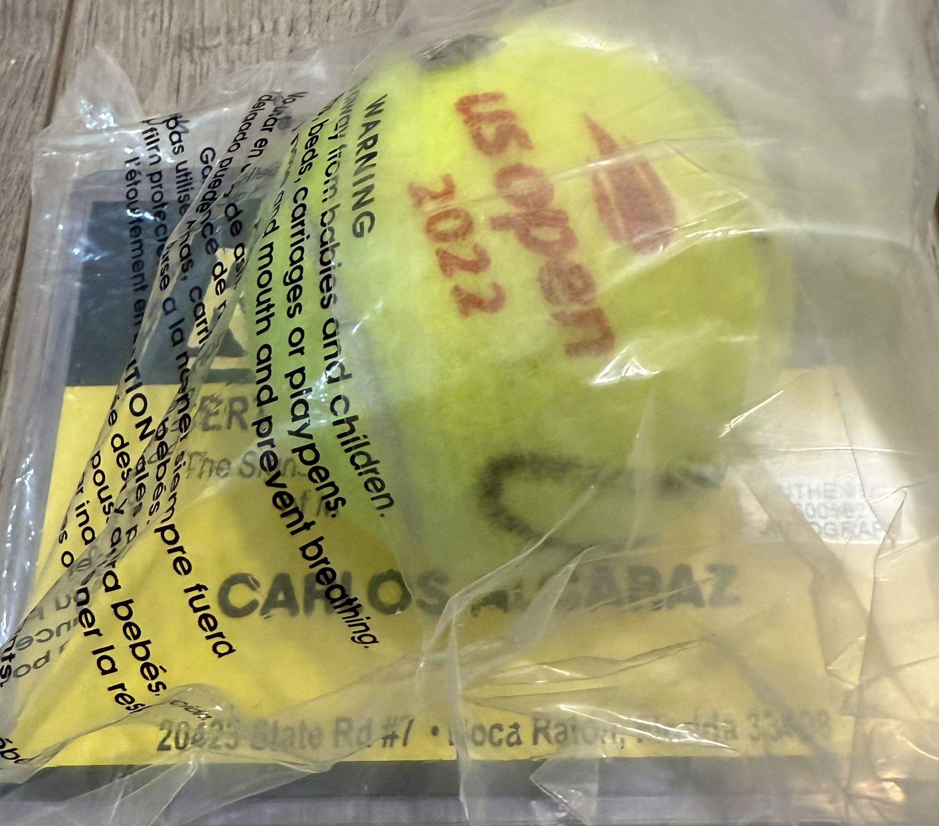 Carlos Alcaraz Signed Autograph 2022 US Open Tennis Ball