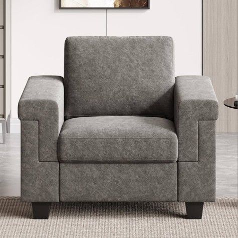 Copiae Accent Chair with Deep Seat, 39" Modern Upholstered Sofa Chair with Armrests, Easy Installation, Comfy Armchair for Living Room, Apartment, Dar