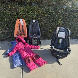 FREE Kid Stuff - New Car Seat, 2 Snowsuits (4T And5T) And 2 Yepp Adjustable Bike Seats 