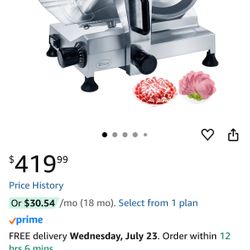 12" Chrome-plated Carbon Steel Blade Electric Deli Meat Cheese Food Ham Slicer Commercial and for Home use 250W Zica [ETL