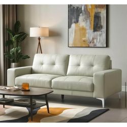 New Genuine Leather 79” Sofa Beige Cream – $1,170 Retail – Open Box – Delivery Available