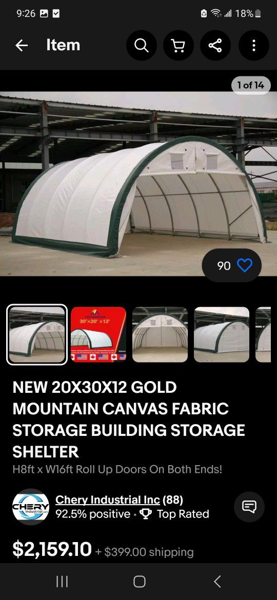 New Sealed Golden Mount 203012R Fabric Building 20'x30' Storage Shelter Tent Carport