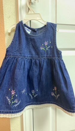 Osh kosh denim dress with lace and flowers size 24months