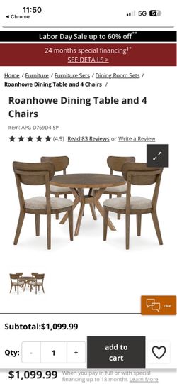 Ashley Furniture - Roanhowe Dining Table and 4 Chairs