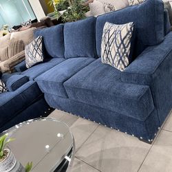 Beautiful Sofa Set 💙 Blue Fabric 