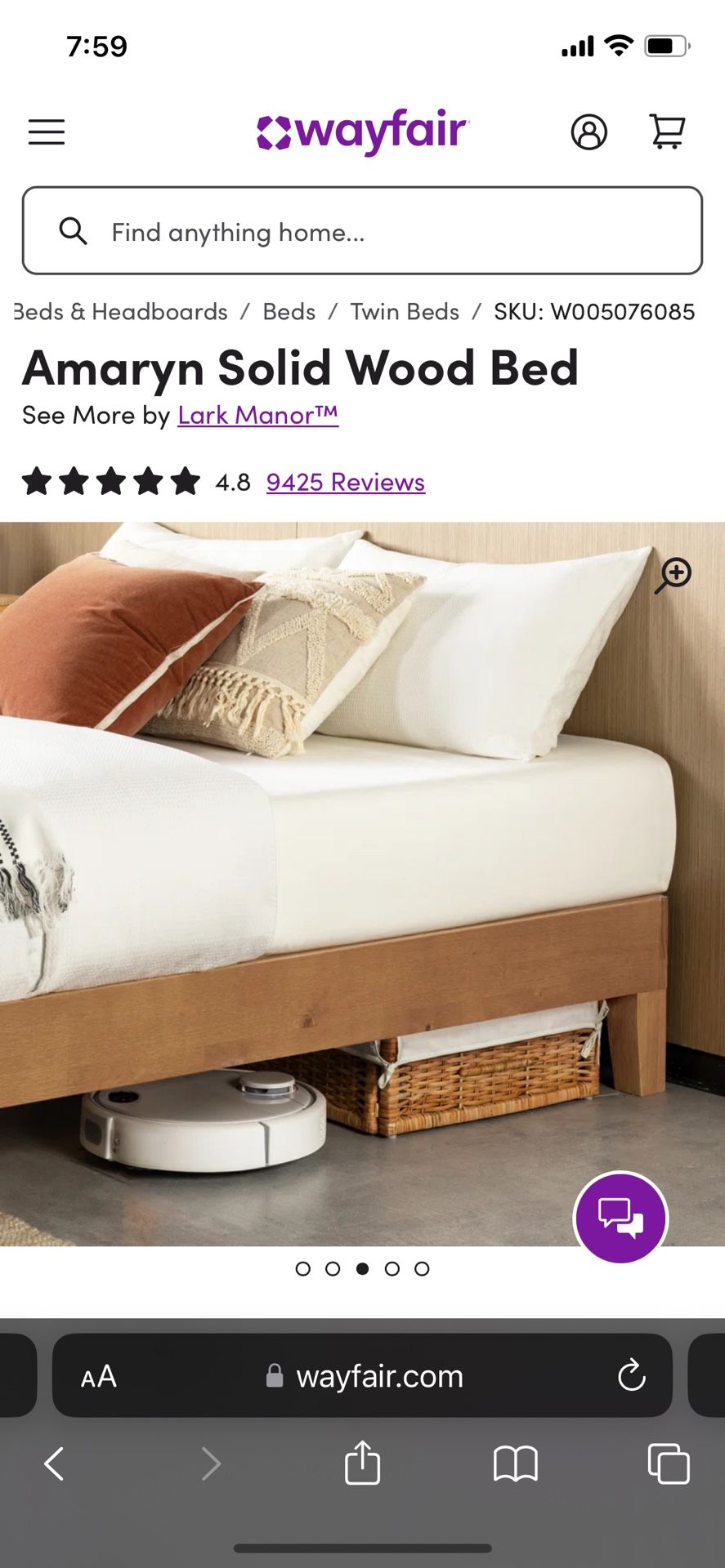 Amaryn Solid Wood Bed & Full Mattress /Beautyrest Plush RH Kids