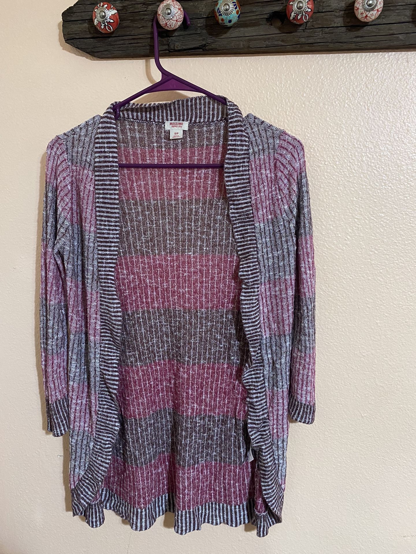 multicolored pink cardigan 