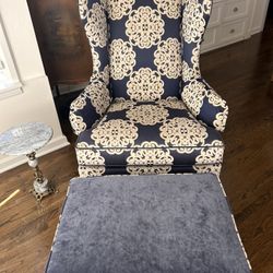 Ethan Allen Wingback Chair And Ottoman 