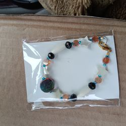 Cut glasses semi-precious Stone and or bone bracelet