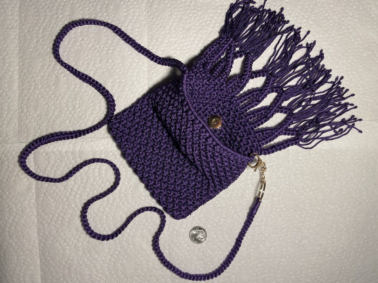 Handmade Purple Crochet Fringe Crossbody Bag – Boho Style, Lightweight, Unique