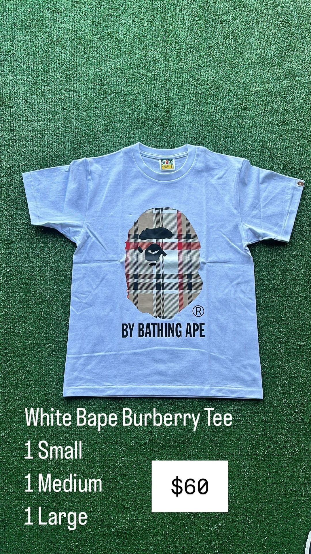 White bape x burberry tee