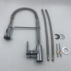 Kitchen Sink Faucets, Kitchen faucets with Pull Down Sprayer Stainless Steel Brushed Nickel Single Handle Single Hole Faucet With Base 