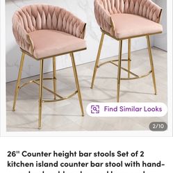 bar stools Set of 2 Kitchen Island Counter bar Stool with Hand- Wave Back,Golden Chromed Base and footrestLiving Room Table Sets