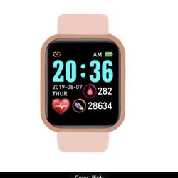 Smart Fitness Tracker Watch – Pink (Full-Screen Display)