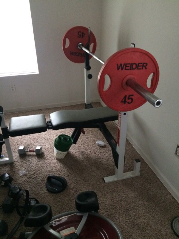 Wide weight bench plus weights