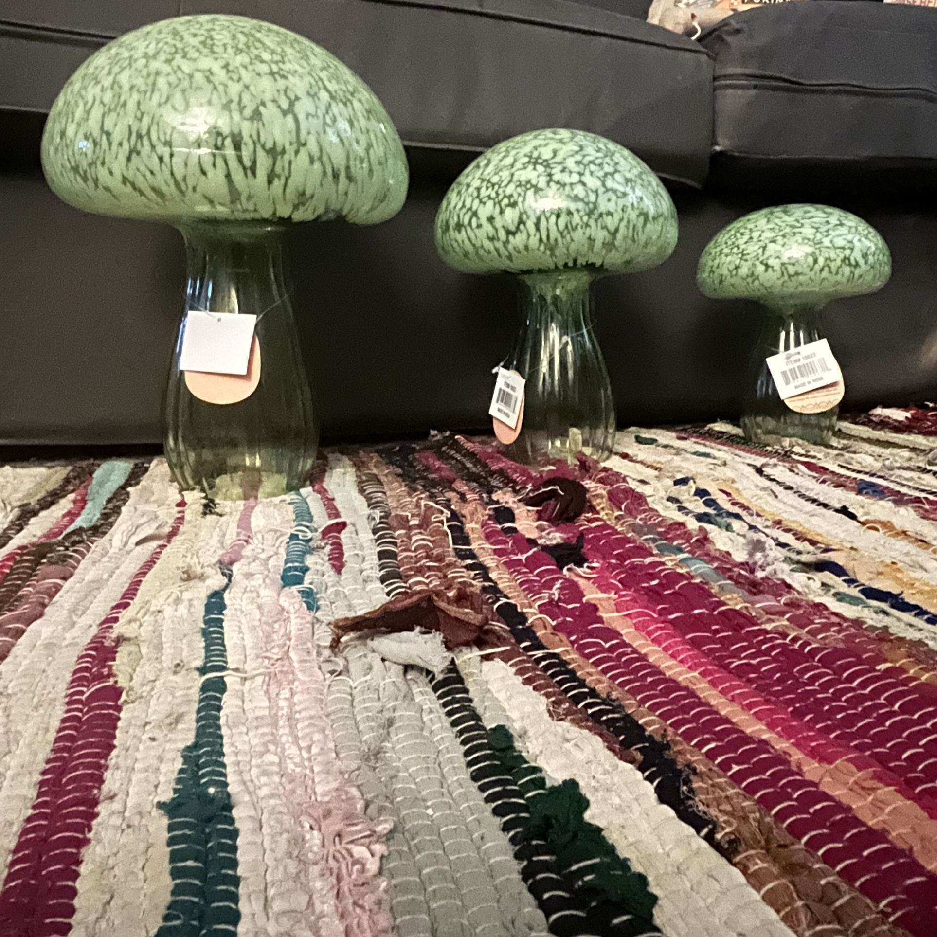 Glass Blown Mushrooms (set Of 3)