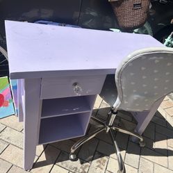 Wood Desk Purple Chair Included