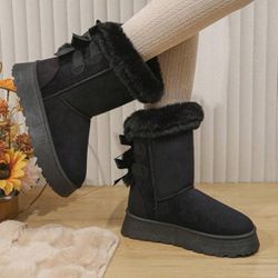 Women’s winter snow boots with bow 