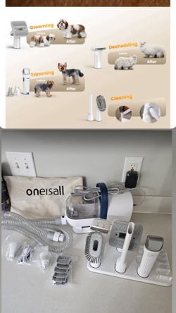 Grooming Vacuum, Pet Grooming Vacuum with Clipper Nail Grinder, 1.5L Dust Cup Dog deshedding Brush with 7 Tools for Shedding Pet Hair, Home Cleaning  