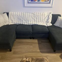 U Shaped Sectional Couch Upholstered Sofa Couch with Chaise by HONBAY