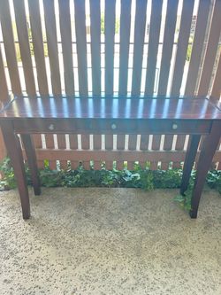 Dark Wood Console Table with Three Drawers