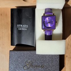Strada Genoa Women's Watch Purple Face And Wristband