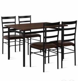 Mainstays 5-Piece Dining Set with Wood Tabletop and Steel Frame