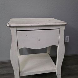 White Nightstand w/ Drawer and Shelf