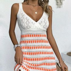 White And Orange Sundress 