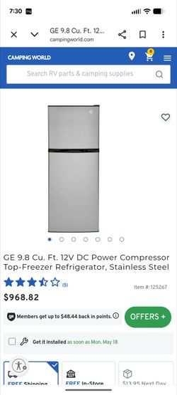 GE 9.8 cubic foot DC 12 Volt RV refrigerator