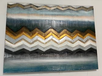 Abstract Chevron Textured Canvas Wall Art