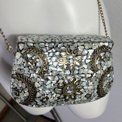 Metal Purse. Mosaic Clutch. Shell.