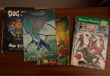 Kids Books Lot – Dog Man + Wings of Fire Graphic Novels + Marvel Super Heroes