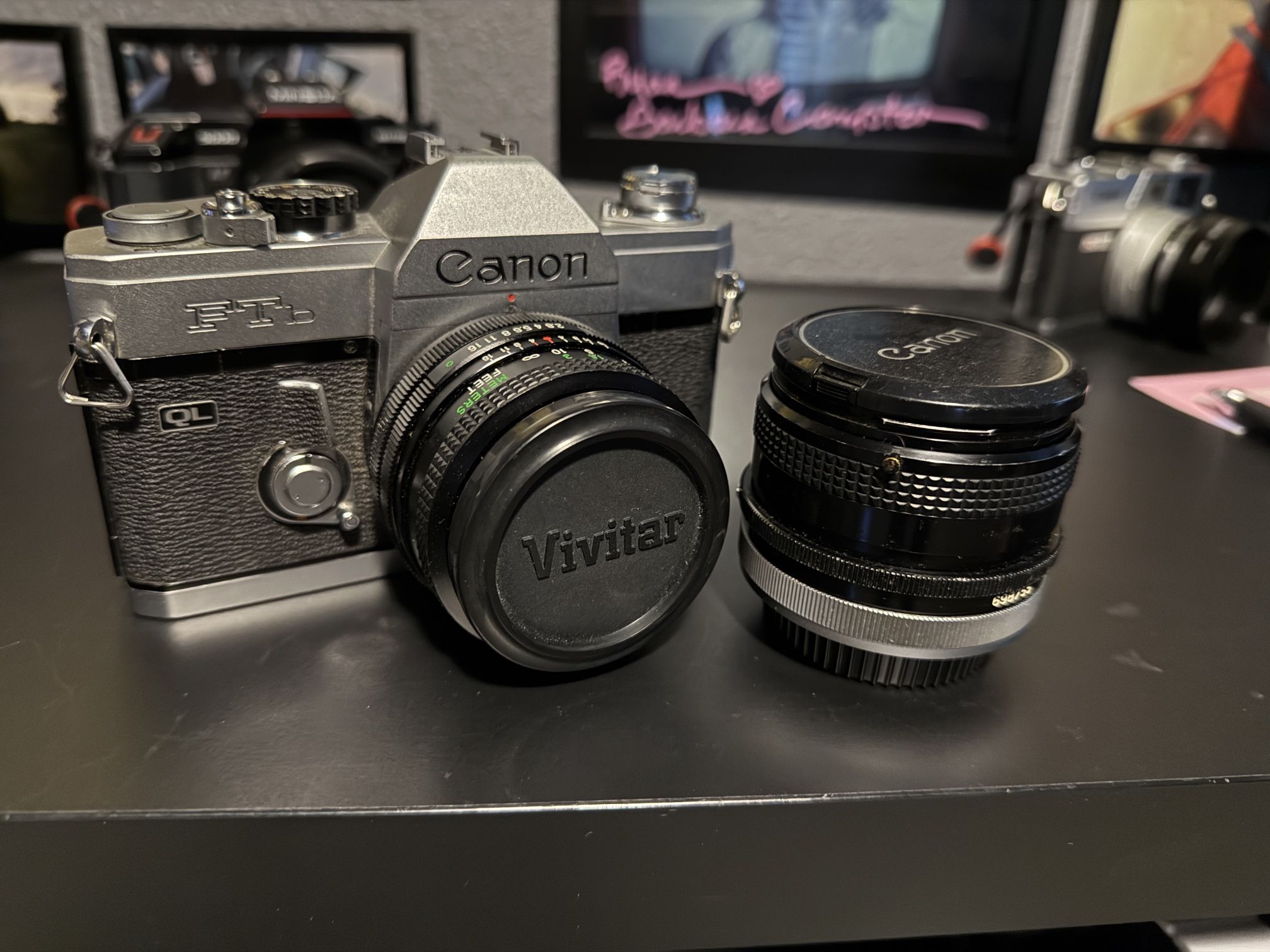 Canon FTb 35mm SLR film camera + 2 Lenses