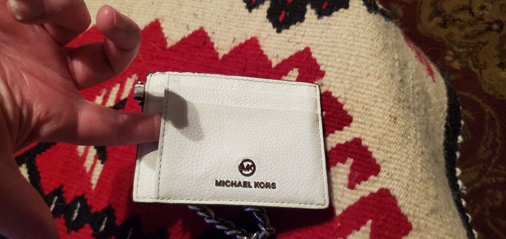 MICHAEL KORS CREDIT CARD WALLET WRISTLET WHITE