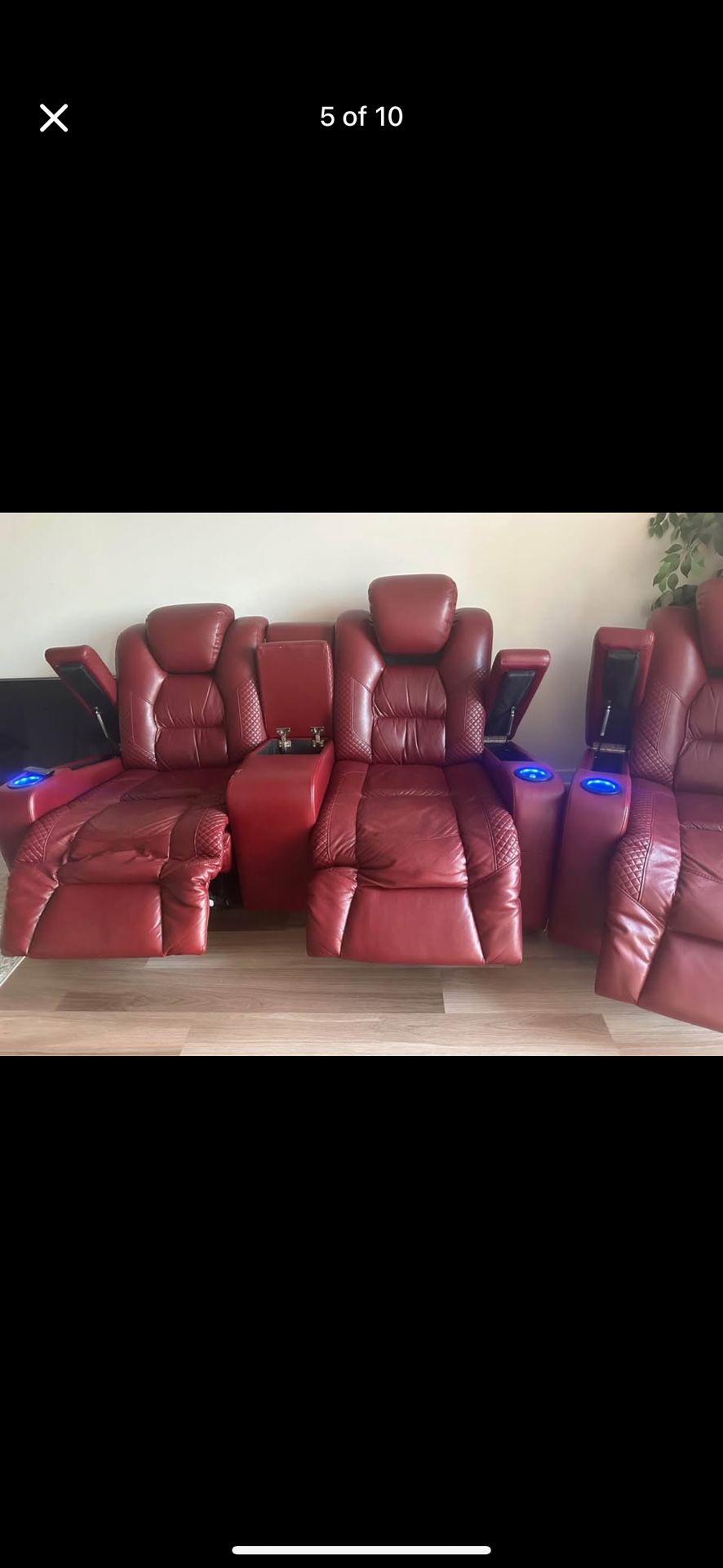 Leather Power Reclining Set  Includes: Loveseat + Recliner Chair
