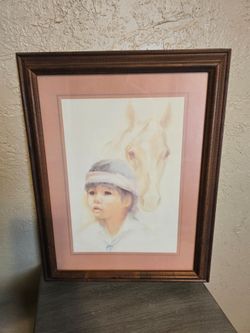 Beautiful Framed picture of small boy with his horse 🐎