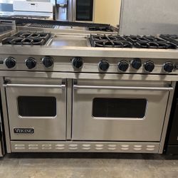 Viking 48”wide Gas Range Stove In Stainless Steel With Griddle 