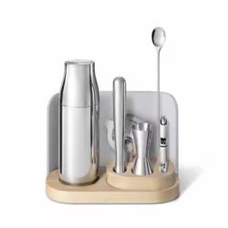 Caraway 9-Piece Gray Stainless Steel Complete Bar Set