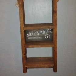 Rope Hanging Wooden Towel Rack 