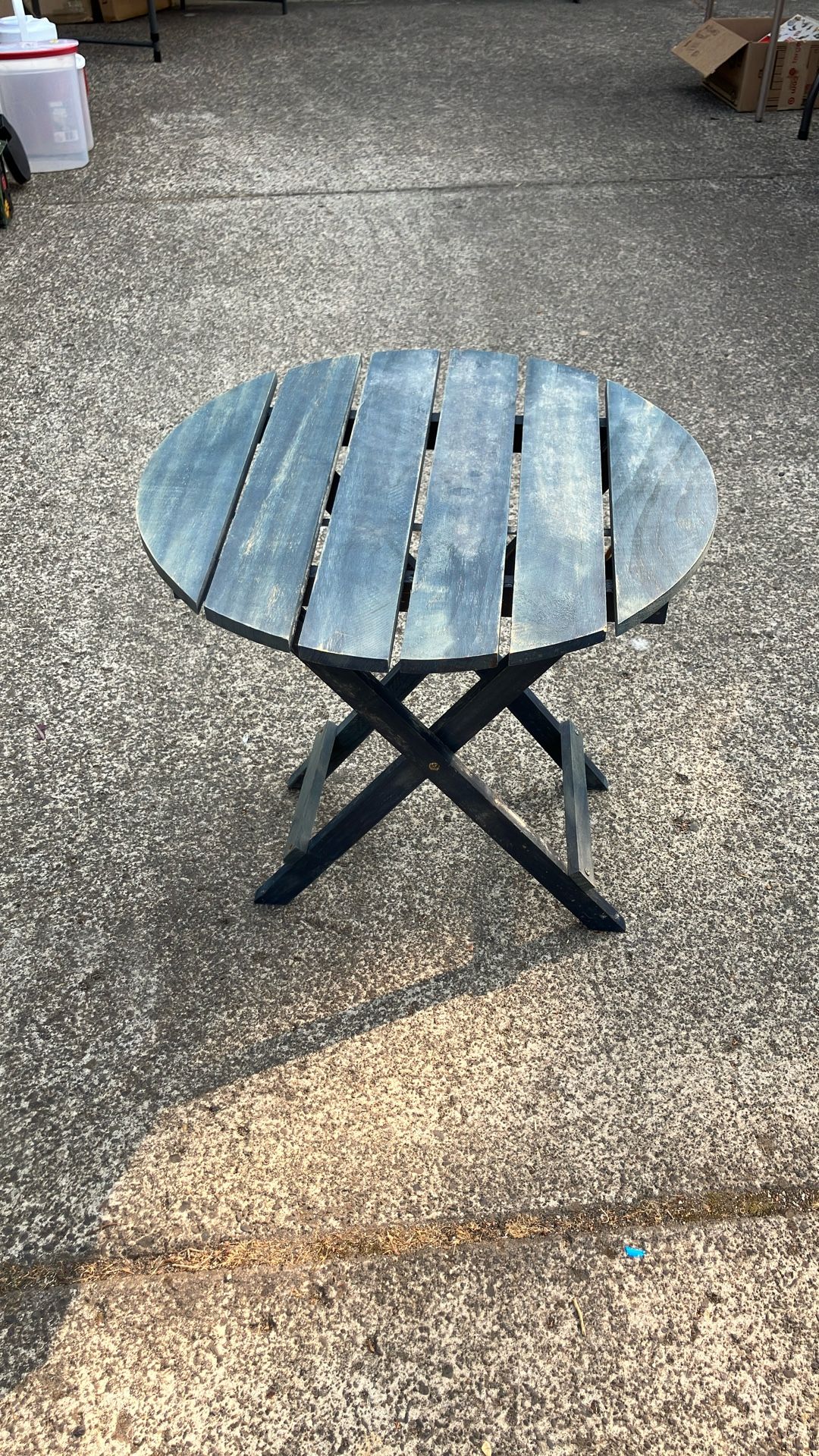 Small Side Blue Wood Table