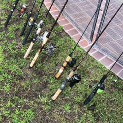 EIGHT (8) Fishing Rods with Reels for $100 for All. .