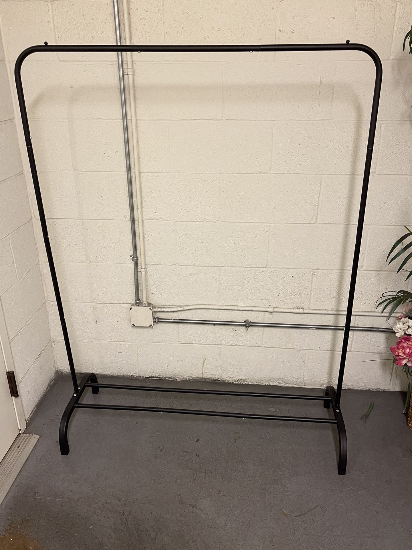 Single Rod, Adjustable, Large All-Metal BLACK Garment Rack - firm price - UNASSEMBLED;  assembled price is higher and also is firm