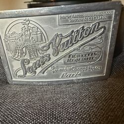 Authentic Louis Vuitton Mens Traveling Requesters Metal Logo Buckle Belt Black