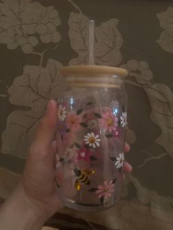 Hand printed glass cup