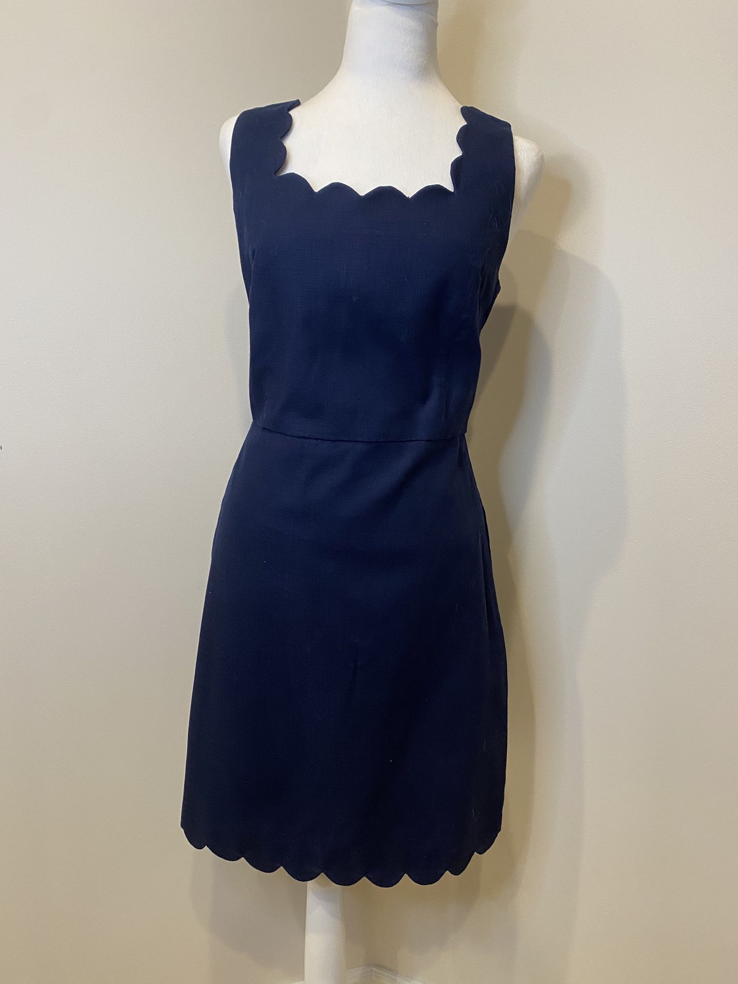 J Crew Scalloped Blue Dress