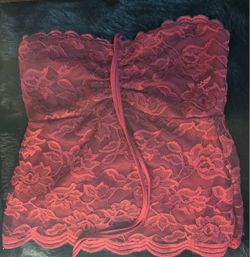 Burgundy lace tube top