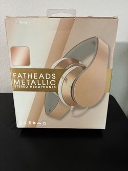and transmitter Fatheads Metallic Stereo Headphones Rose Gold and transmitter
